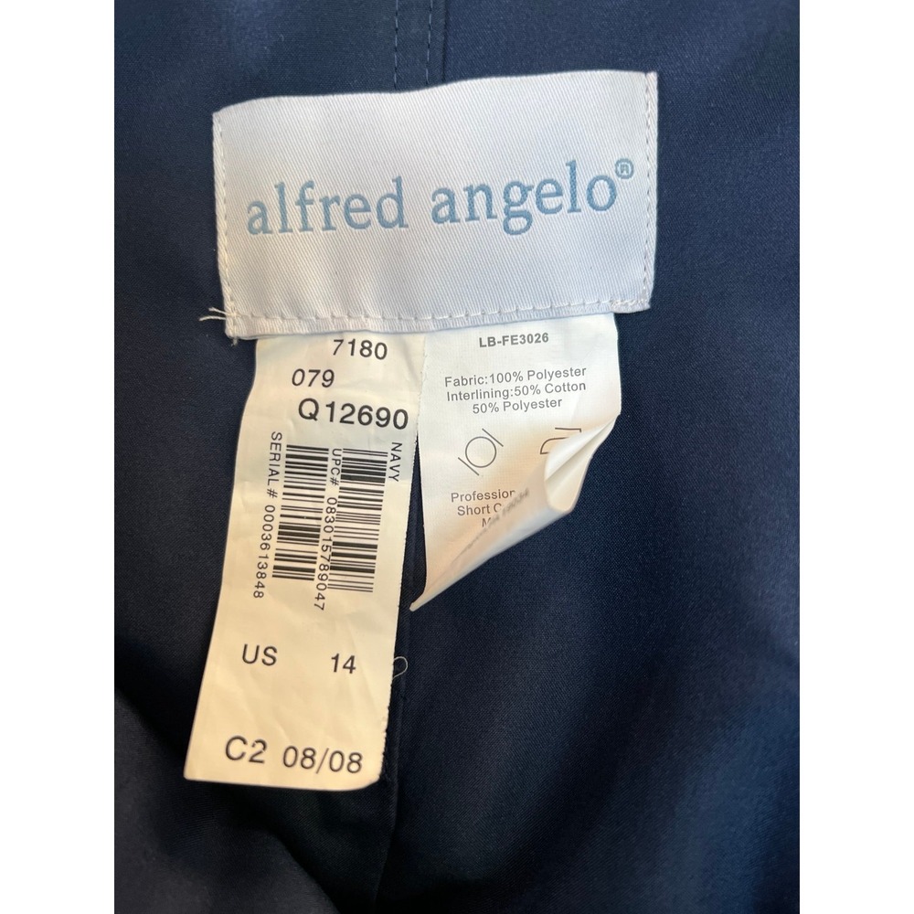 ALFRED ANGELO 14 Navy Strapless Chiffon Evng Gown Ruched Bodice & Floral Detail - Picture 6 of 9
